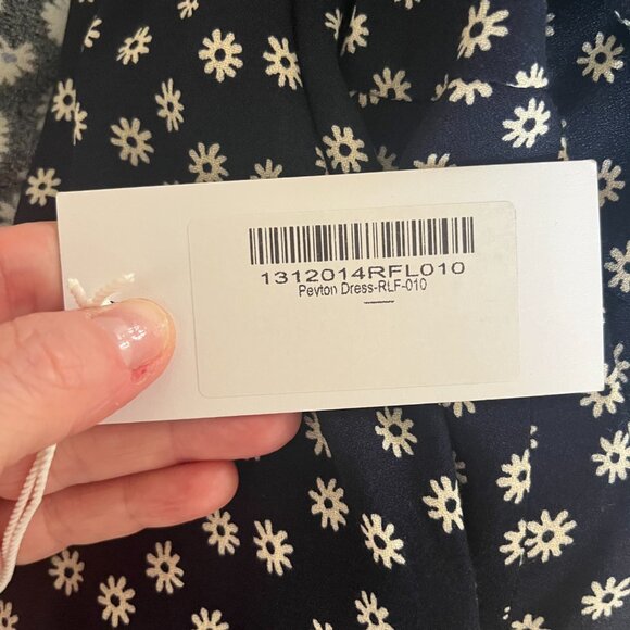 Reformation Navy Polka Dot Long Sleeve Dress - Picture 2 of 6